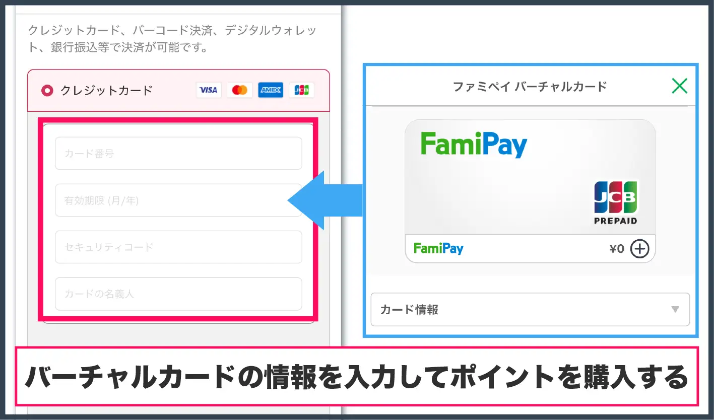 ファミペイ オリパ-バーチャルカードの情報を入力する