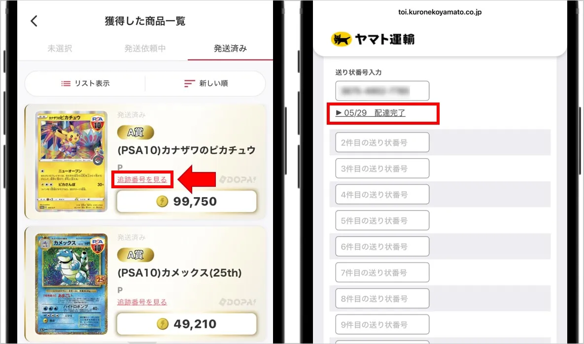 DOPA 追跡番号を見てどこまで来ているか確認する